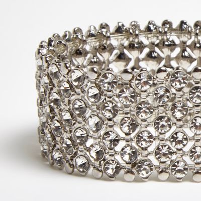 Silver crystal embellished bracelet